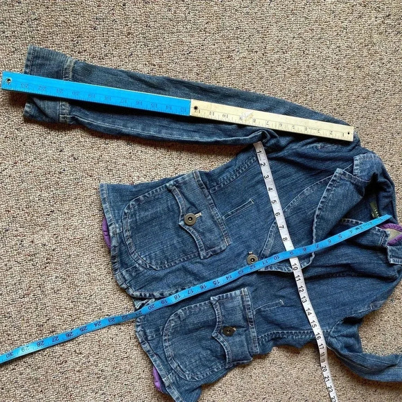 Vintage Y2K Tom Boy Denim Blazer Jacket Women Size S Pockets - Picture 2 of 7